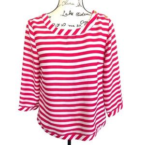 Tommy Hilfiger pink and white striped blouse